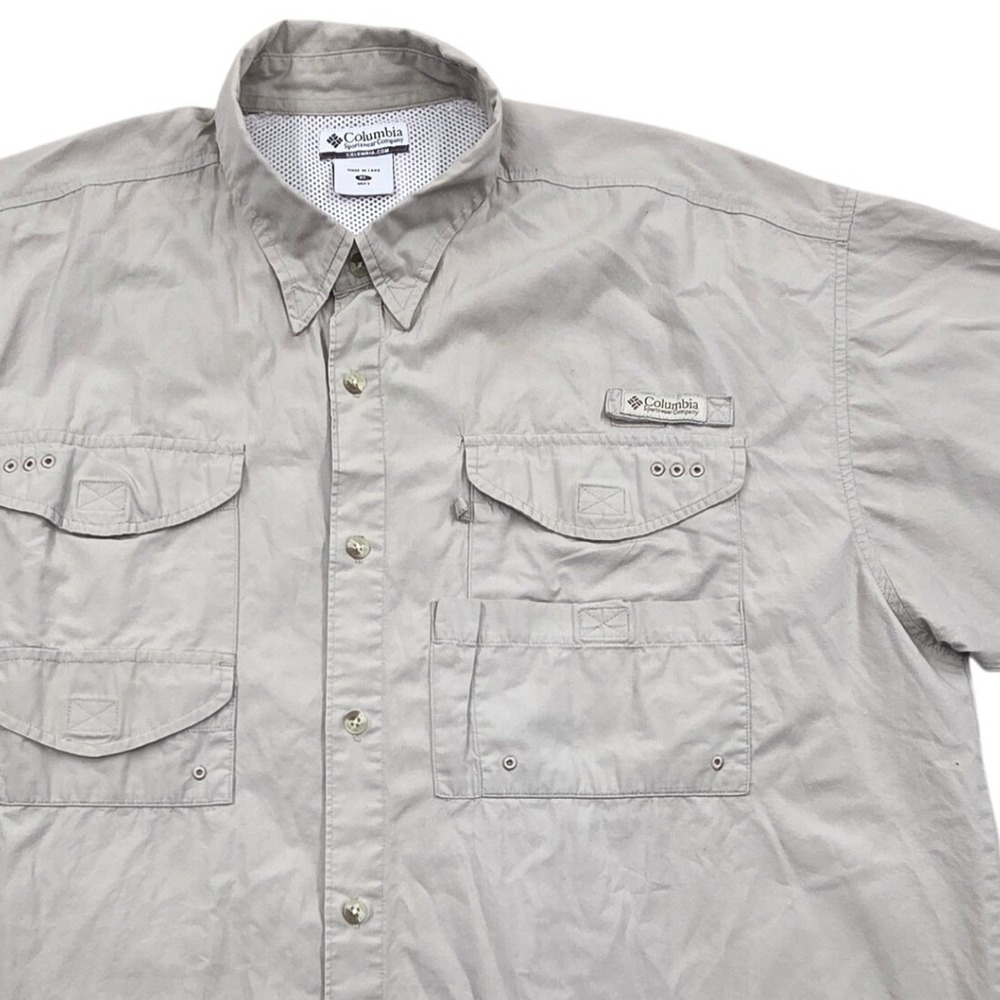 Columbia PFG Bonehead Short Sleeve Vented Fishing Shirt FM7130 Tan Mens XL